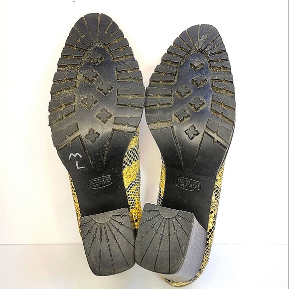 Seychelles California leather slip on snake print, brown black heeled booties - Picture 7 of 8